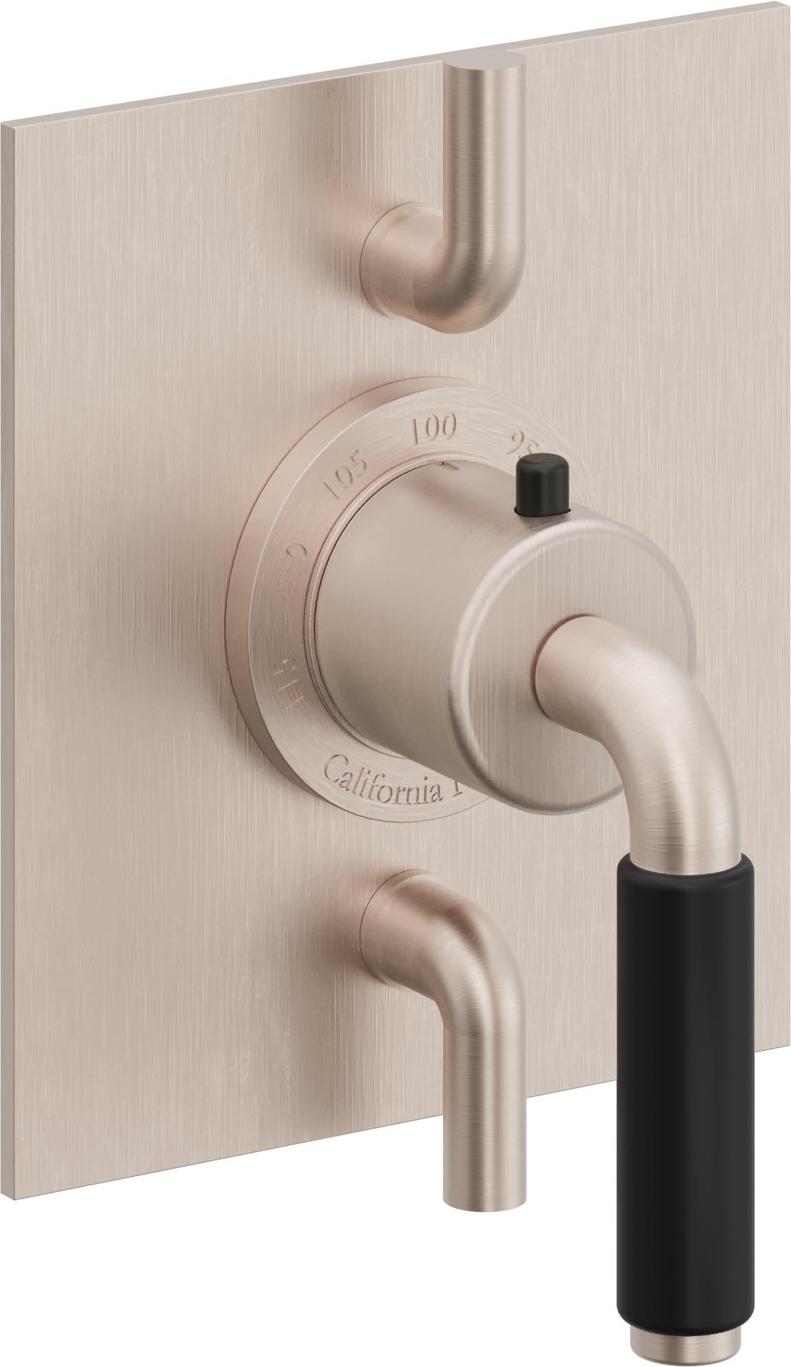 California Faucets Cayucos StyleTherm con Control de Volumen Doble - Palanca Art Deco - Níquel Satinado