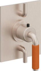 California Faucets Cayucos StyleTherm con Control de Volumen Doble - Palanca de Porcelana Naranja - Níquel Satinado