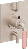 California Faucets Cayucos StyleTherm con Control de Volumen Doble - Palanca de Porcelana Rosa - Níquel Satinado