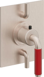 California Faucets Cayucos StyleTherm con Control de Volumen Doble - Palanca Roja - Níquel Satinado