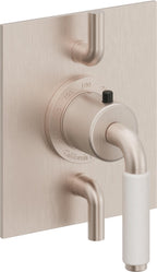 California Faucets Cayucos StyleTherm con Control de Volumen Doble - Palanca de Porcelana Blanca - Níquel Satinado