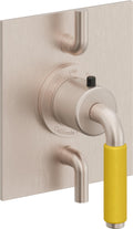 California Faucets Cayucos StyleTherm con Control de Volumen Doble - Palanca de Porcelana Amarilla - Níquel Satinado