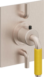 California Faucets Cayucos StyleTherm con Control de Volumen Doble - Palanca de Porcelana Amarilla - Níquel Satinado