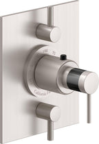 California Faucets D Street StyleTherm con Control de Volumen Doble - Placa Plana - Palanca Redonda - Níquel Satinado