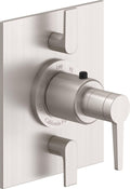 California Faucets D Street StyleTherm con Control de Volumen Doble - Placa Plana - Palanca Plana - Níquel Satinado