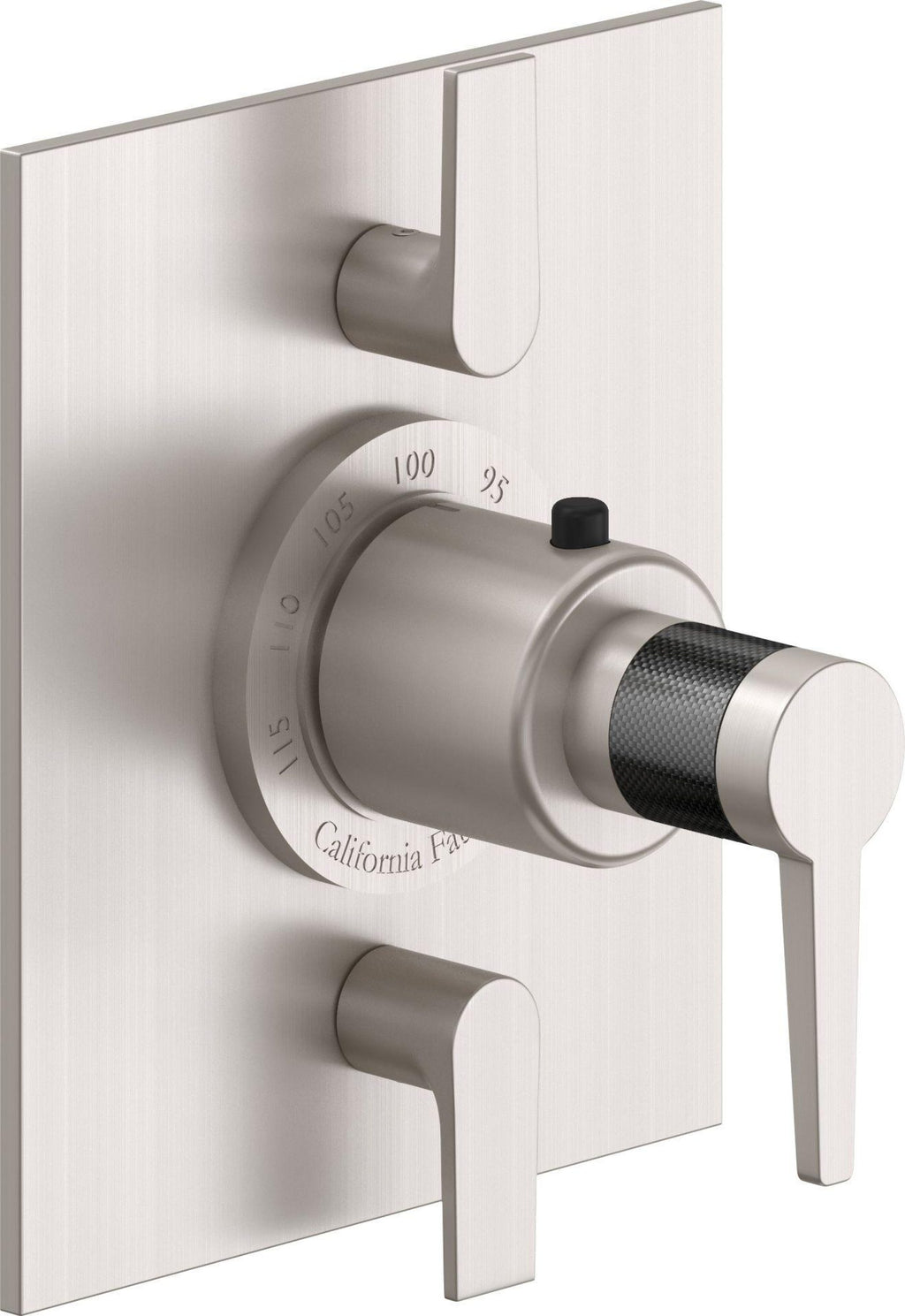 California Faucets D Street StyleTherm con Control de Volumen Doble - Placa Plana - Palanca Plana - Níquel Satinado