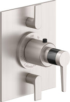 California Faucets D Street StyleTherm con Control de Volumen Doble - Placa Plana - Palanca Plana - Níquel Satinado