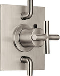 California Faucets Tiburon StyleTherm con Control de Doble Volumen - Manija de Cruz - Níquel Satinado