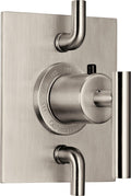 California Faucets Tiburon StyleTherm con Control de Doble Volumen - Manija de Palanca - Níquel Satinado