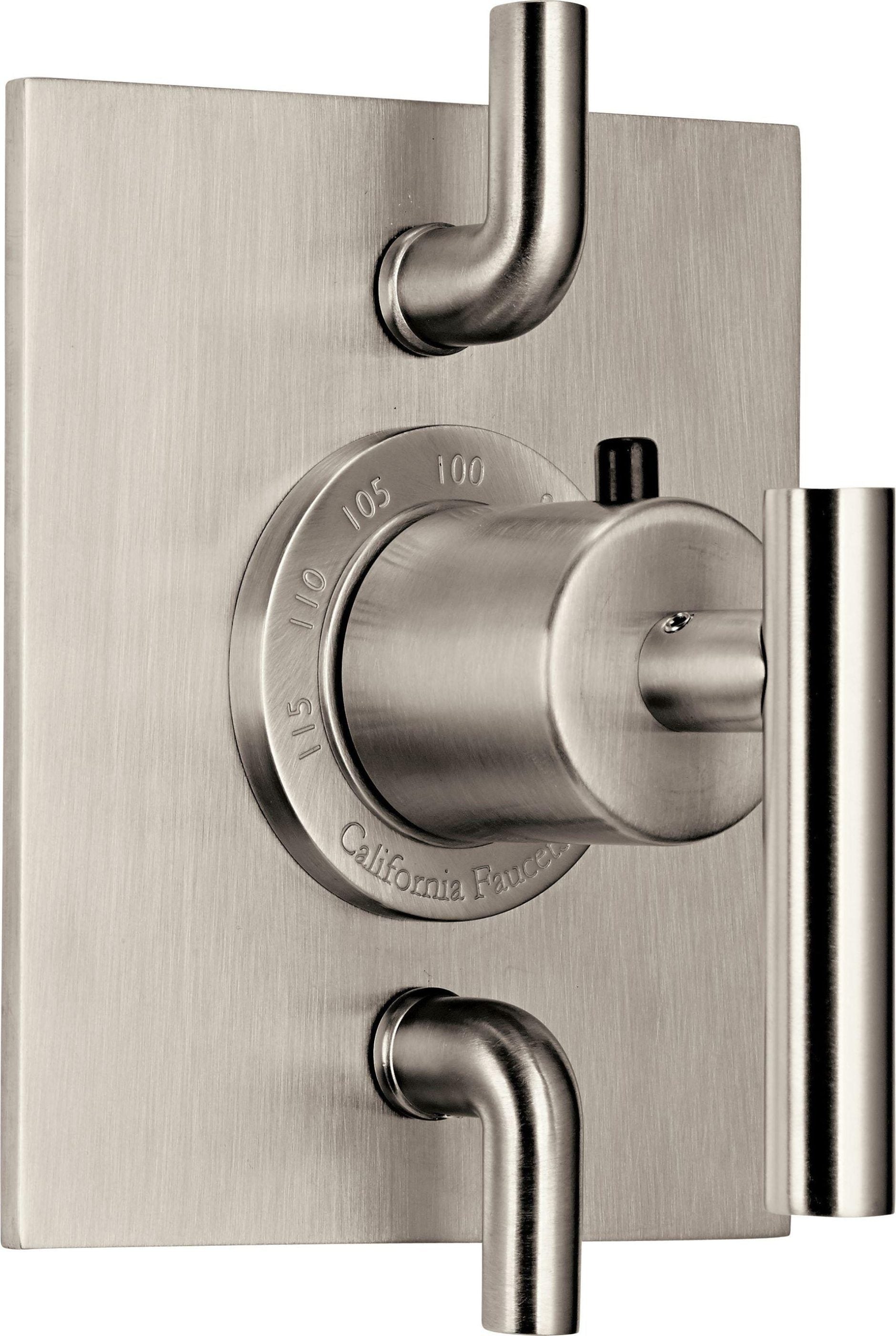California Faucets Tiburon StyleTherm con Control de Doble Volumen - Manija de Palanca - Níquel Satinado