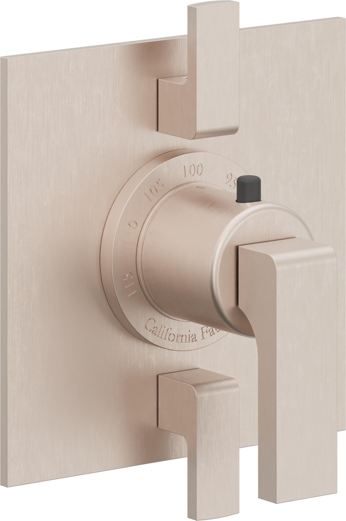 California Faucets Solimar StyleTherm con Control de Volumen Doble - Placa Plana - Níquel Satinado