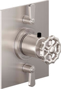 California Faucets Descanso Works StyleTherm con Control de Volumen Doble - Placa Plana - Níquel Satinado
