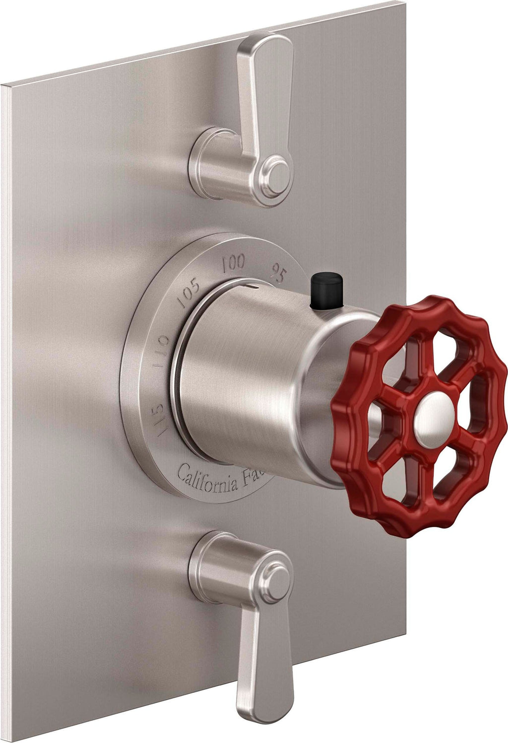 California Faucets Descanso Works StyleTherm con Control de Volumen Doble - Placa Plana - Níquel Satinado