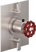 California Faucets Descanso Works StyleTherm con Control de Volumen Doble - Placa Plana - Níquel Satinado