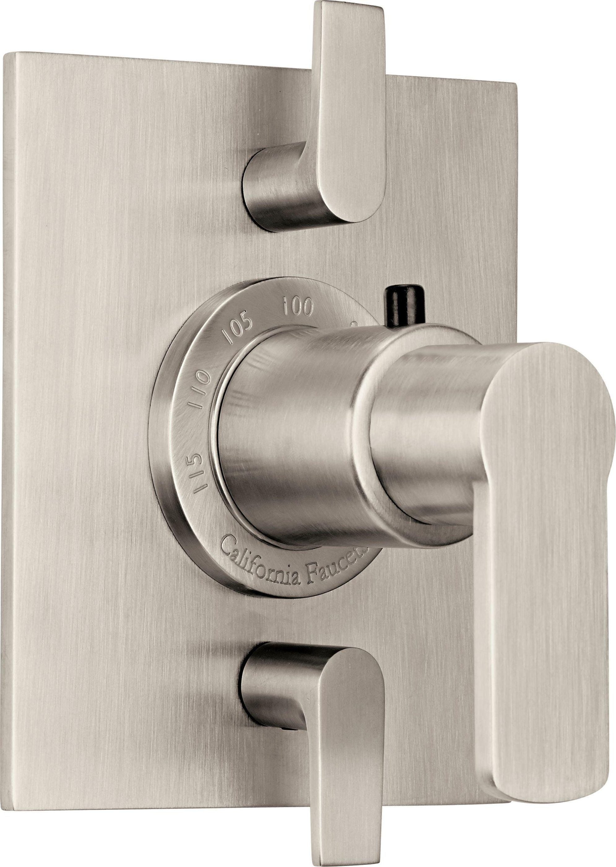 California Faucets Arpeggio StyleTherm con Control de Volumen Doble - Placa Plana - Níquel Satinado
