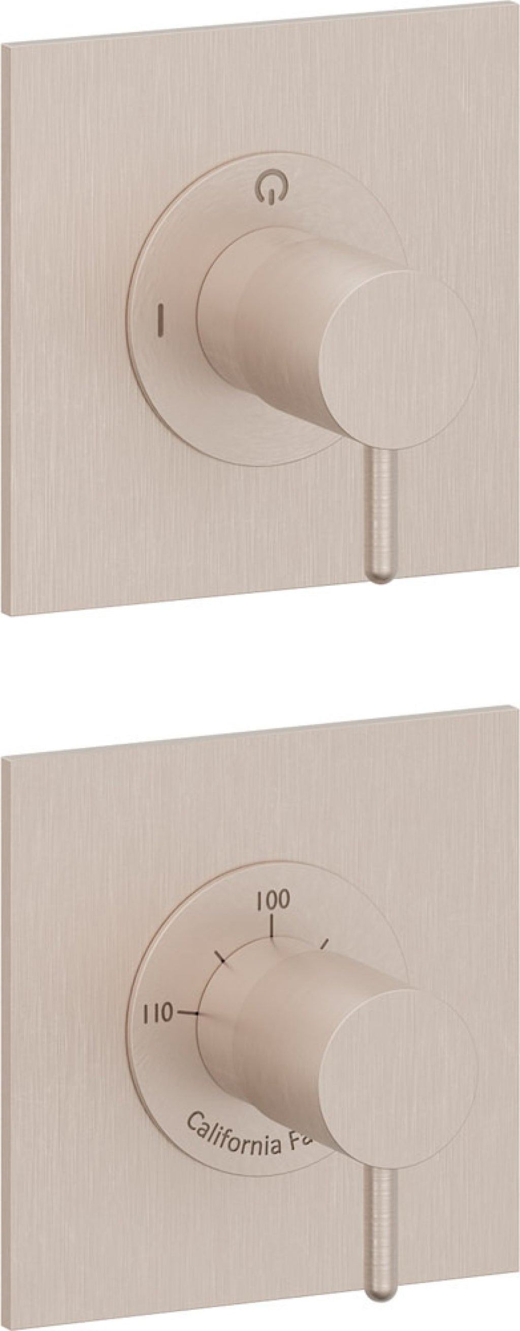 California Faucets Avalon StyleTherm Vista™ - Dos Placas Cuadradas (4" c/u) - Níquel Satinado