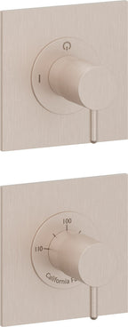 California Faucets Avalon StyleTherm Vista™ - Dos Placas Cuadradas (4" c/u) - Níquel Satinado