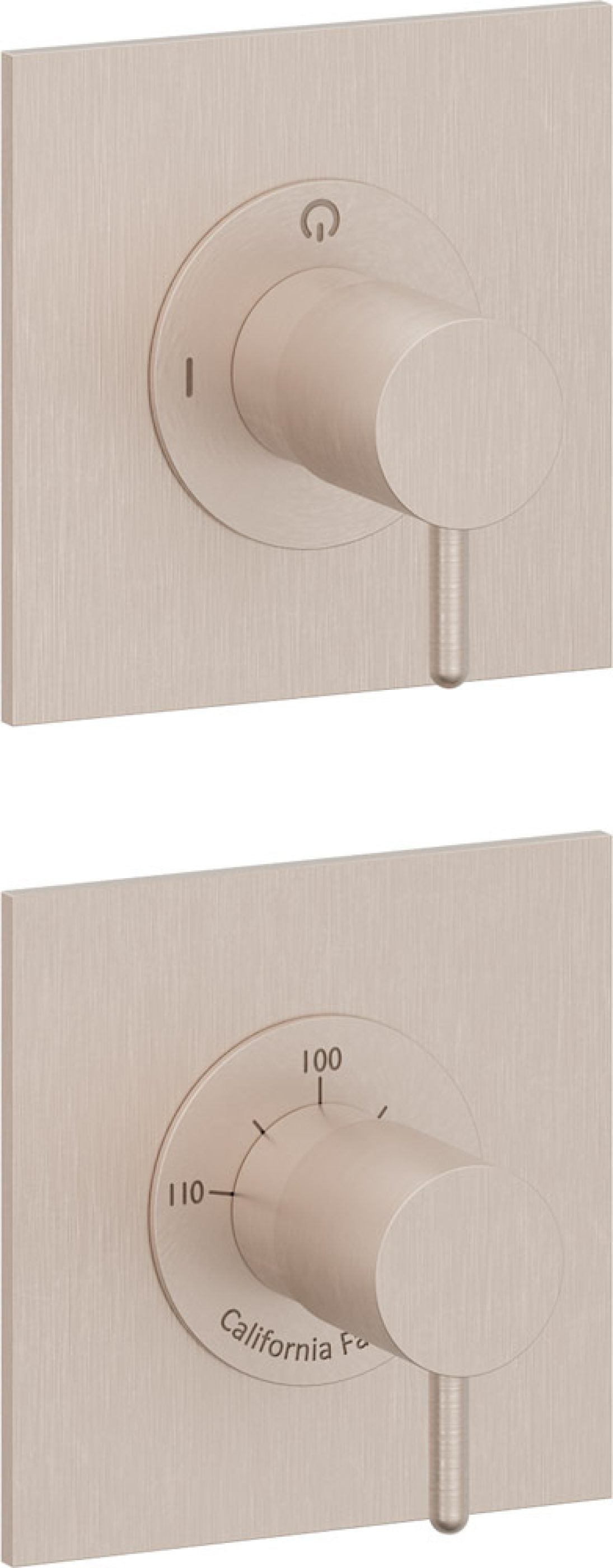 California Faucets Avalon StyleTherm Vista™ - Dos Placas Cuadradas (4" c/u) - Níquel Satinado