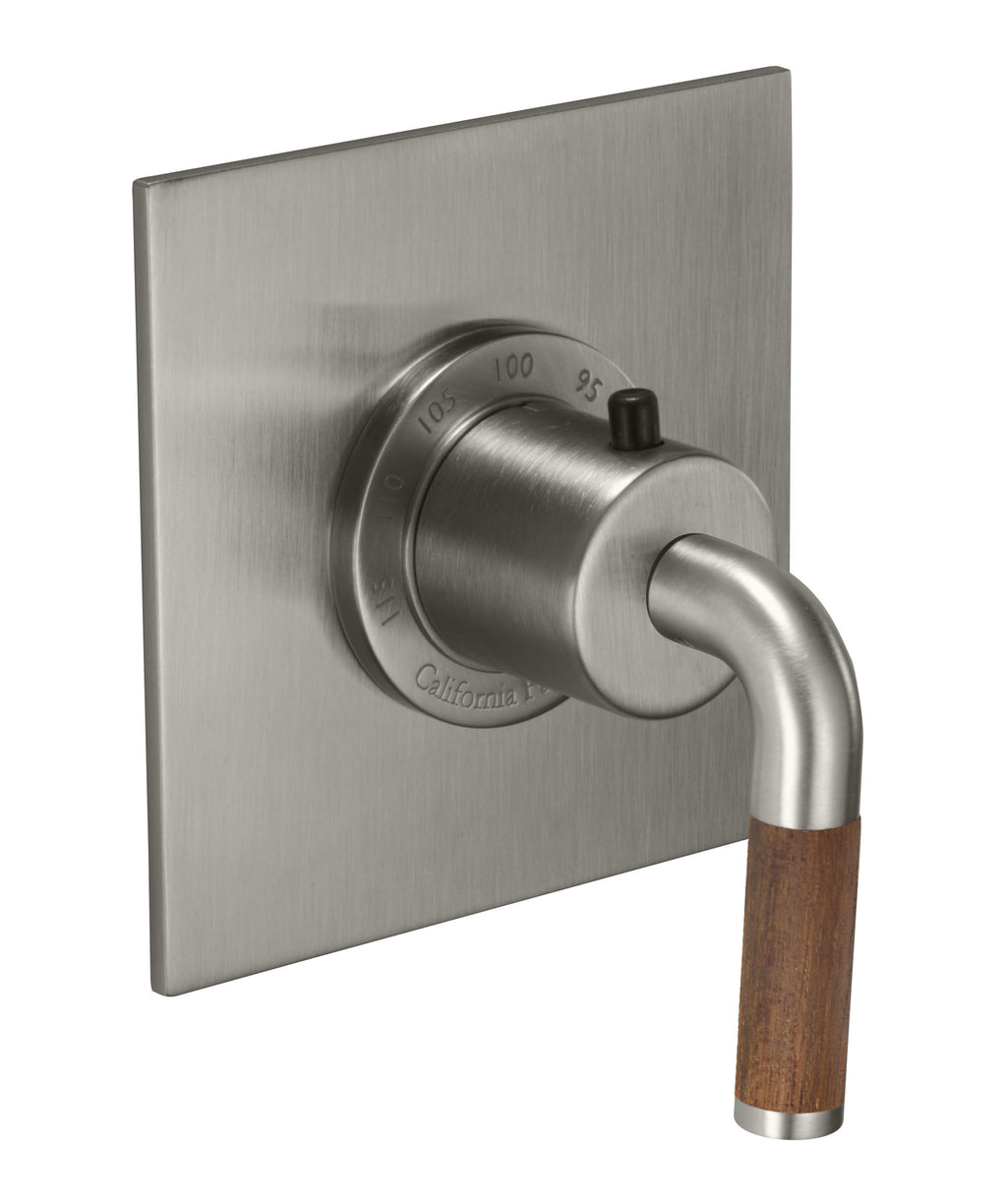 California Faucets Descanso StyleTherm Termostático de 3/4" - Palanca de Teca - Níquel Satinado