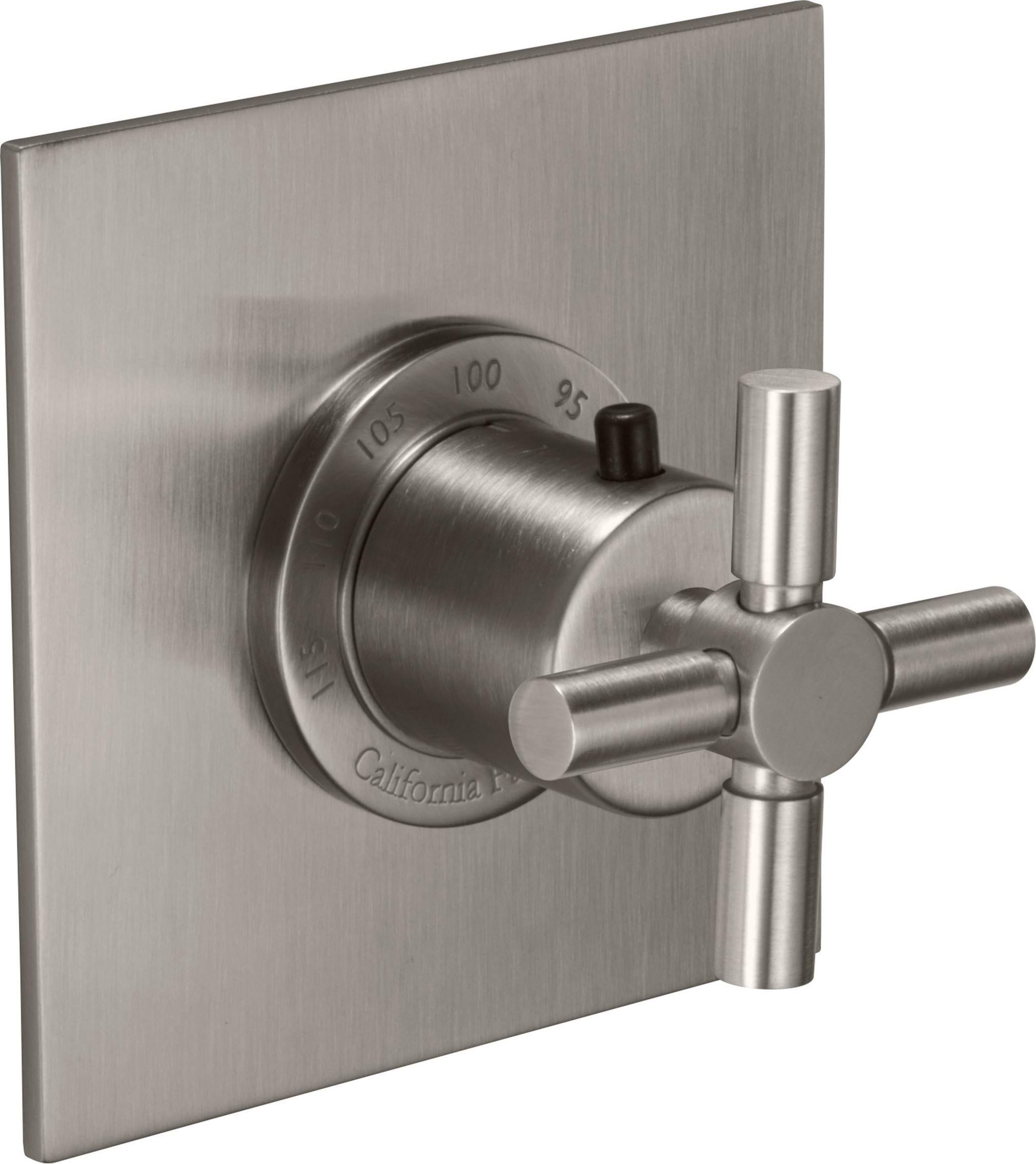 California Faucets Descanso StyleTherm Termostático de 3/4" - Manija de Cruz Lisa - Níquel Satinado