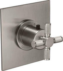 California Faucets Descanso StyleTherm Termostático de 3/4" - Manija de Cruz Moleteada - Níquel Satinado