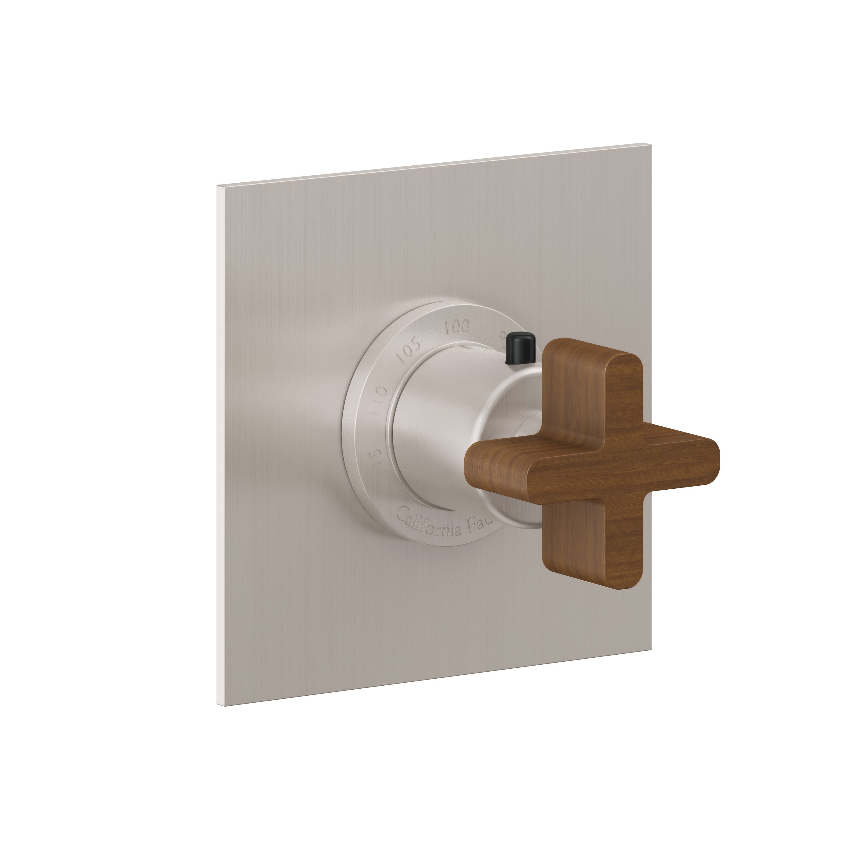 California Faucets San Elijo StyleTherm Termostático de 3/4" - Placa Plana - Base Cuadrada - Níquel Satinado