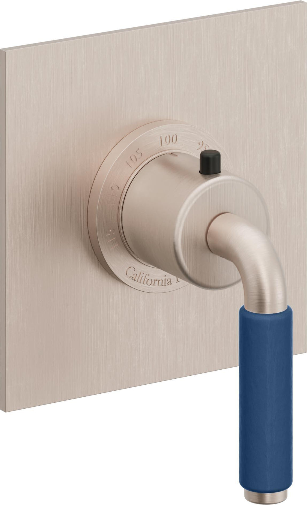 California Faucets Cayucos StyleTherm Termostático de 3/4" - Palanca de Porcelana Azul - Níquel Satinado