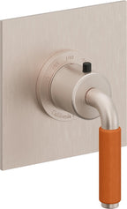 California Faucets Cayucos StyleTherm Termostático de 3/4" - Palanca de Porcelana Naranja - Níquel Satinado