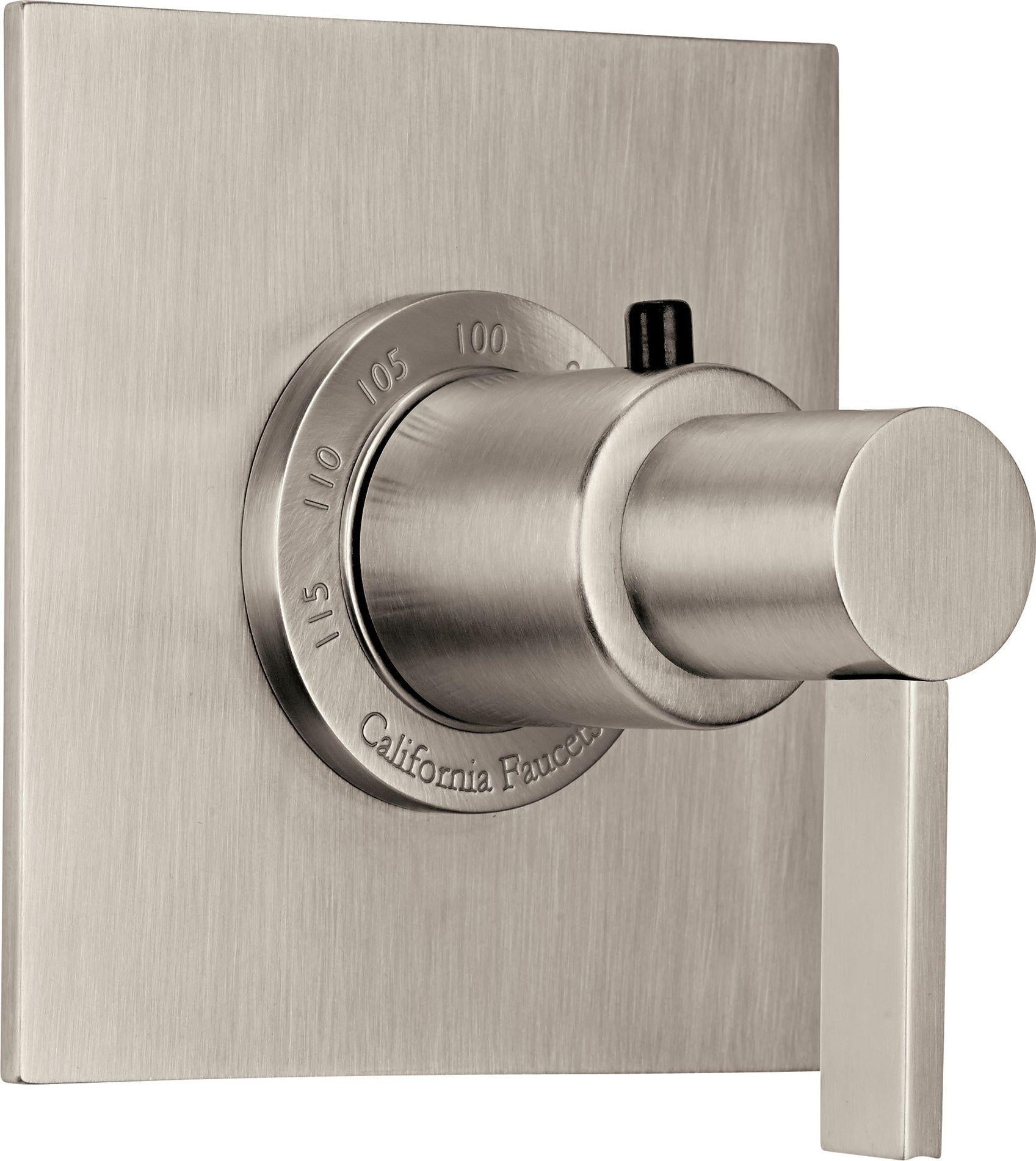 California Faucets Bel Canto StyleTherm Termostático de 3/4" - Placa Plana - Níquel Satinado