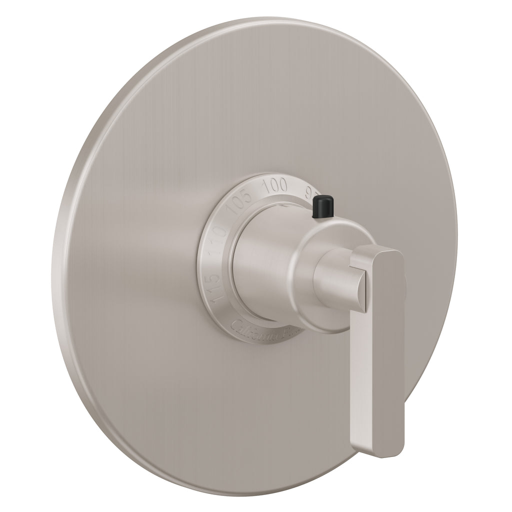 California Faucets San Elijo StyleTherm Termostático de 3/4" - Placa Redonda - Base Cuadrada - Níquel Satinado