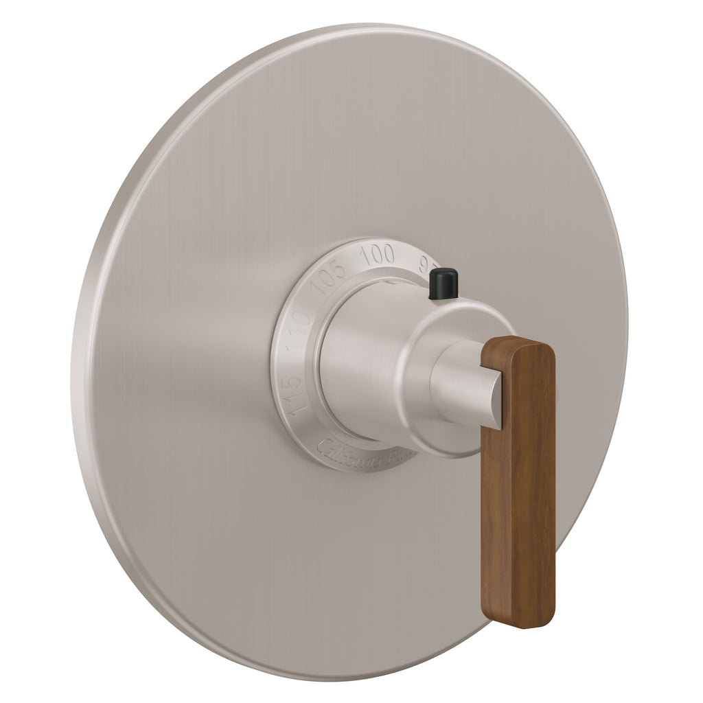 California Faucets San Elijo StyleTherm Termostático de 3/4" - Placa Redonda - Base Cuadrada - Níquel Satinado