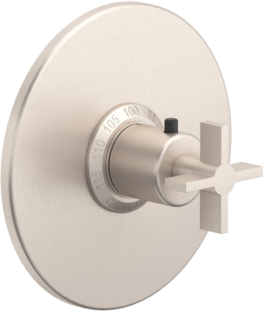 California Faucets Cayucos StyleTherm Termostático de 3/4" - Manija de Cruz - Níquel Satinado