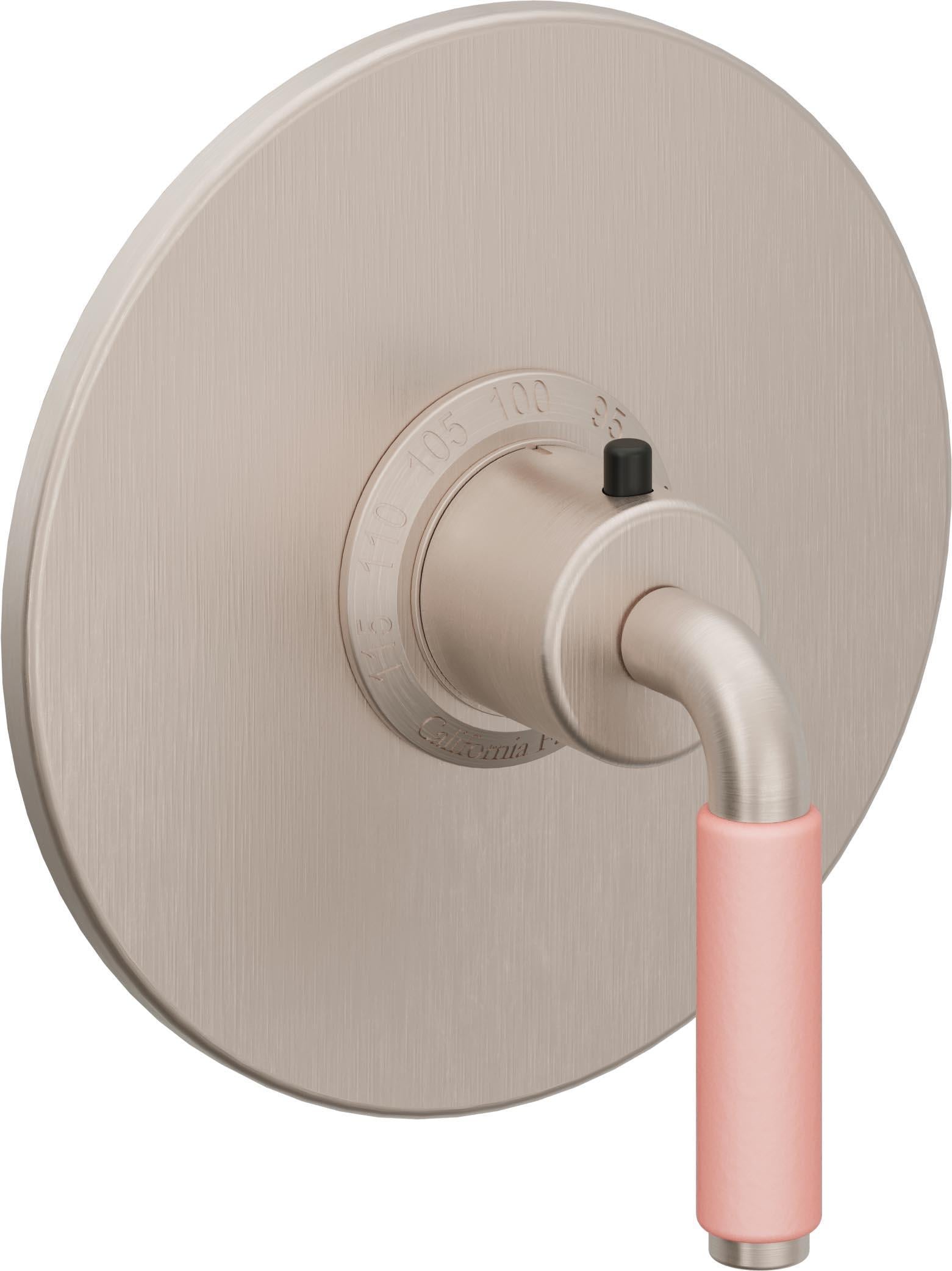 California Faucets Cayucos StyleTherm Termostático de 3/4" - Palanca de Porcelana Rosa - Níquel Satinado