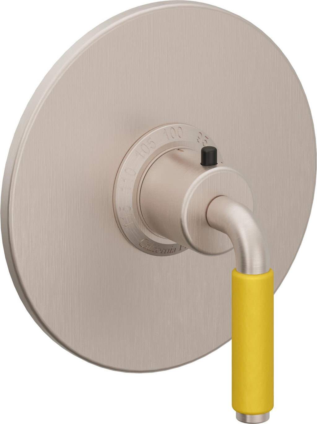 California Faucets Cayucos StyleTherm Termostático de 3/4" - Palanca de Porcelana Amarilla - Níquel Satinado