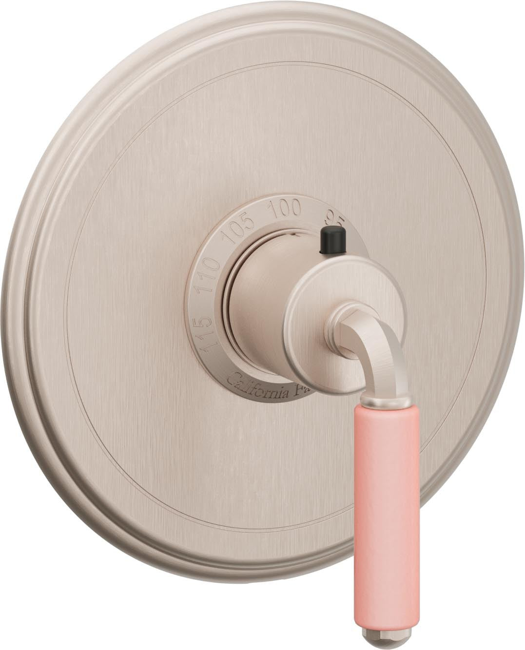California Faucets Del Mar StyleTherm Termostático de 3/4" - Palanca de Porcelana Rosa - Níquel Satinado
