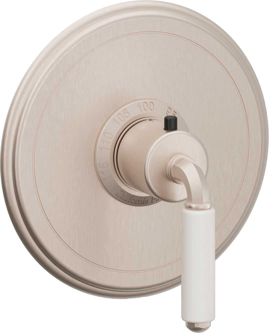California Faucets Del Mar StyleTherm Termostático de 3/4" - Palanca de Porcelana Blanca - Níquel Satinado