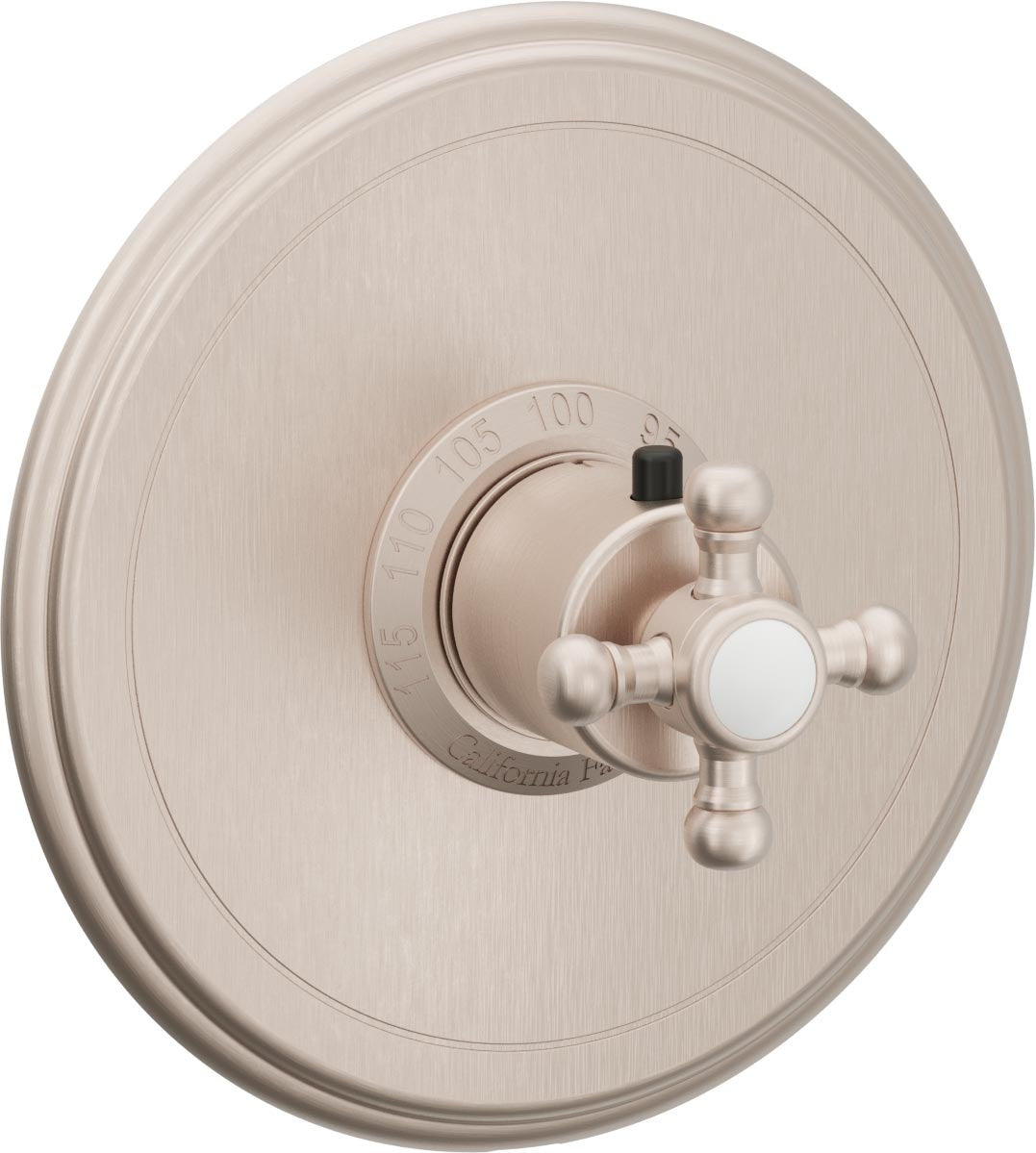 California Faucets Del Mar StyleTherm Termostático de 3/4" - Manija de Cruz - Níquel Satinado
