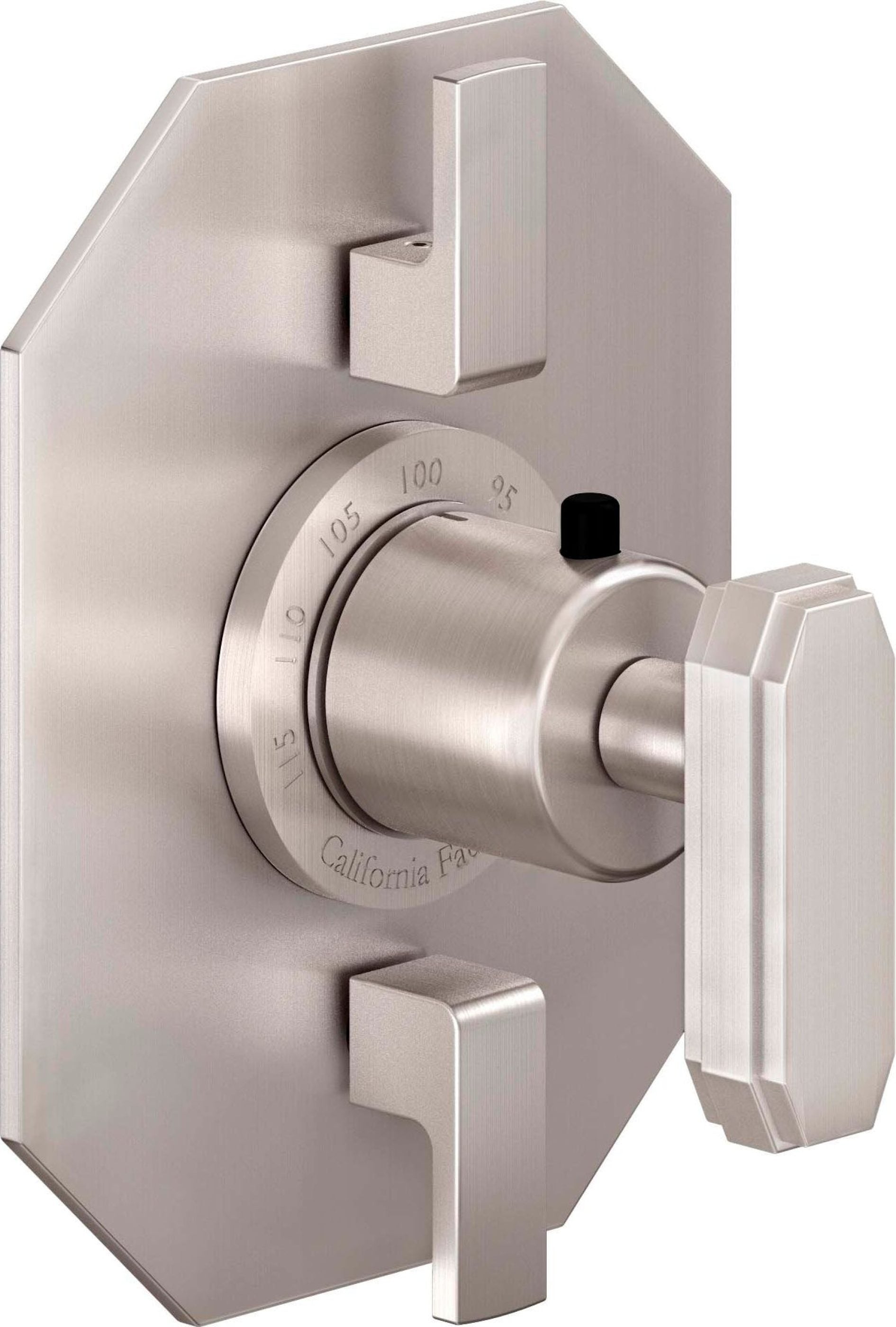 California Faucets Doheny StyleTherm con Control de Volumen Doble - Placa Octagonal - Níquel Satinado