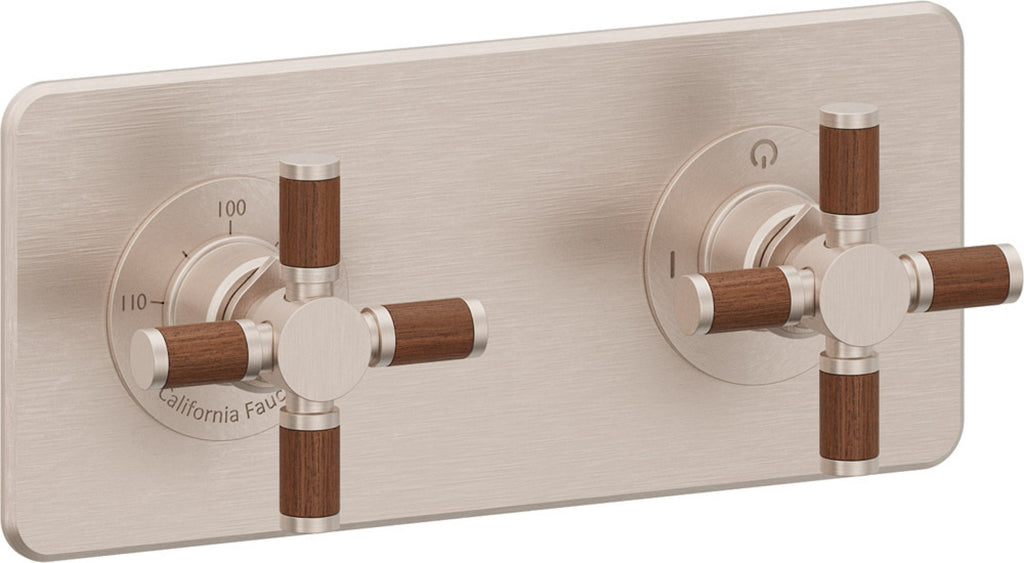 California Faucets Descanso StyleTherm Vista™ - Placa Cuadrada Sencilla (9" x 4") - Níquel Satinado