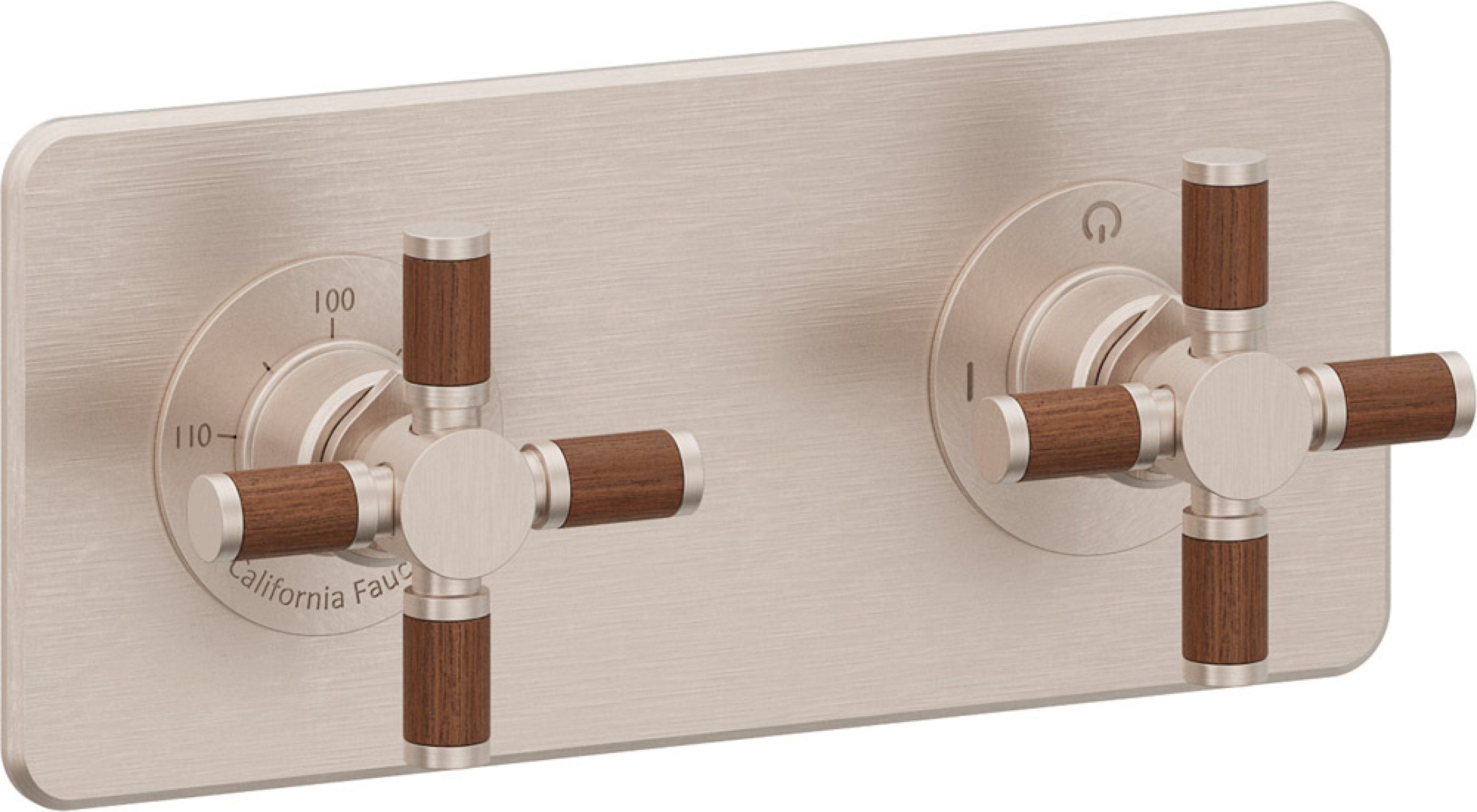 California Faucets Descanso StyleTherm Vista™ - Placa Cuadrada Sencilla (9" x 4") - Níquel Satinado