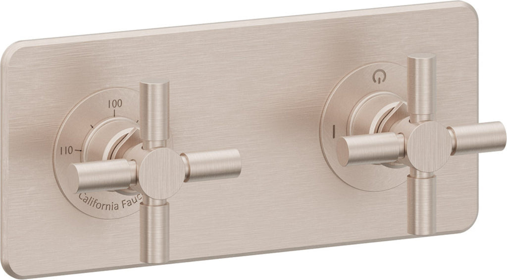 California Faucets Descanso StyleTherm Vista™ - Placa Cuadrada Sencilla (9" x 4") - Níquel Satinado