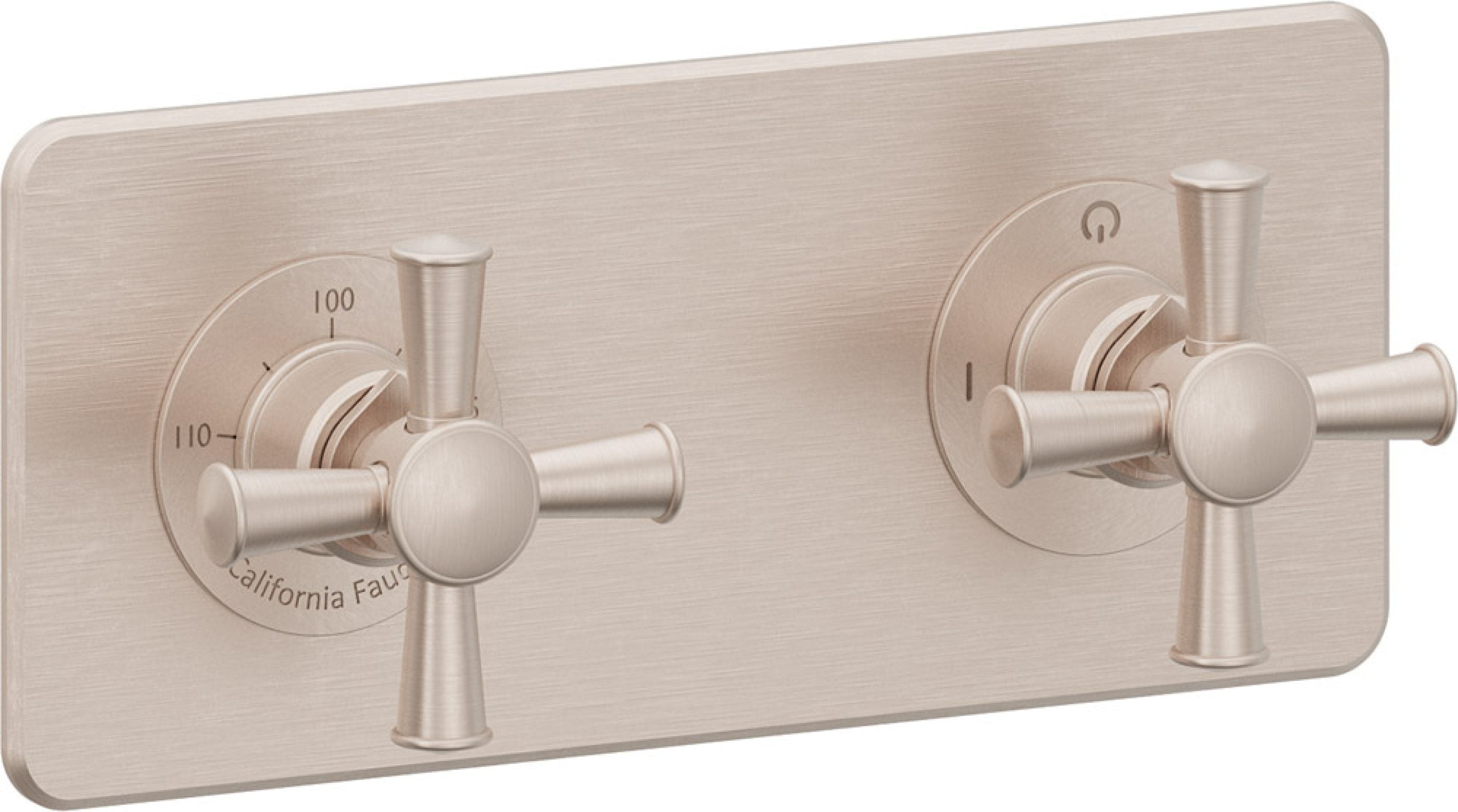 California Faucets Miramar StyleTherm Vista™ - Placa Cuadrada Sencilla (9" x 4") - Níquel Satinado
