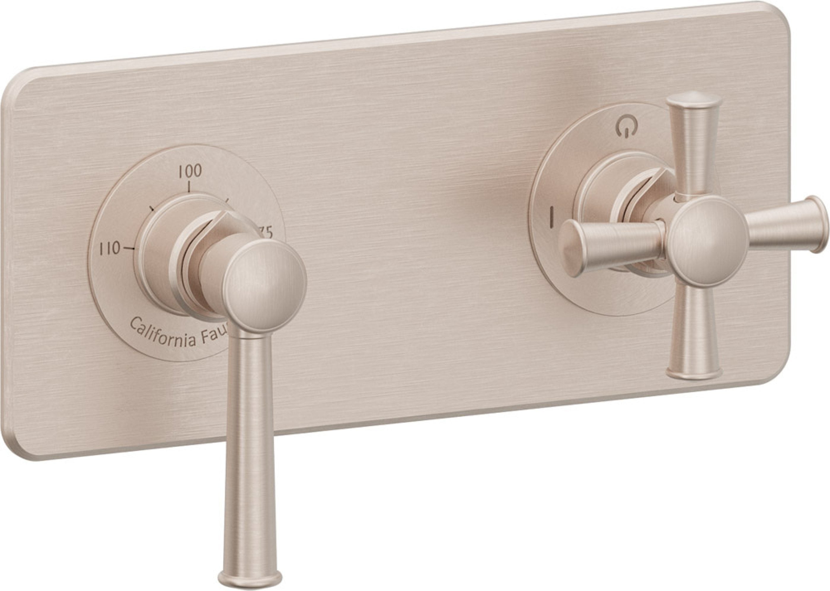 California Faucets Miramar StyleTherm Vista™ - Placa Cuadrada Sencilla (9" x 4") - Níquel Satinado