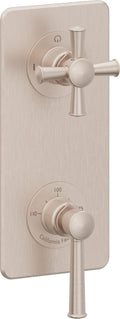 California Faucets Miramar StyleTherm Vista™ - Placa Cuadrada Sencilla (9" x 4"), Cartucho de 1 Salida, 1 Manija de Palanca y 1 Manija de Cruz