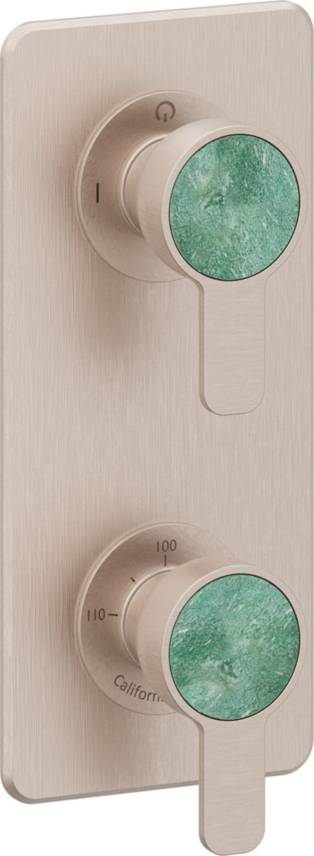 California Faucets Capitola StyleTherm Vista con Control de Una Salida - Placa Quad - Níquel Satinado