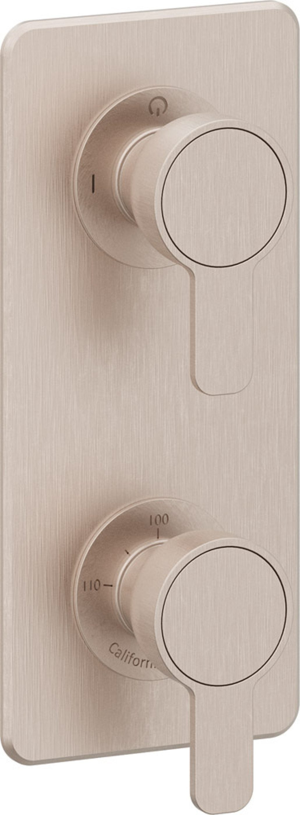 California Faucets Capitola StyleTherm Vista con Control de Una Salida - Placa Quad - Níquel Satinado