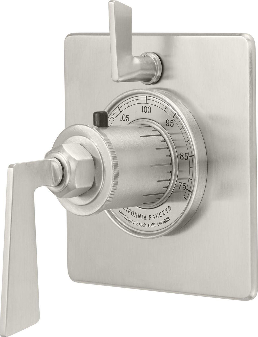 California Faucets Steampunk Bay StyleTherm con Control de Volumen Individual - Placa Plana - Níquel Satinado