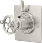 California Faucets Steampunk Bay StyleTherm con Control de Volumen Individual - Placa Plana - Níquel Satinado