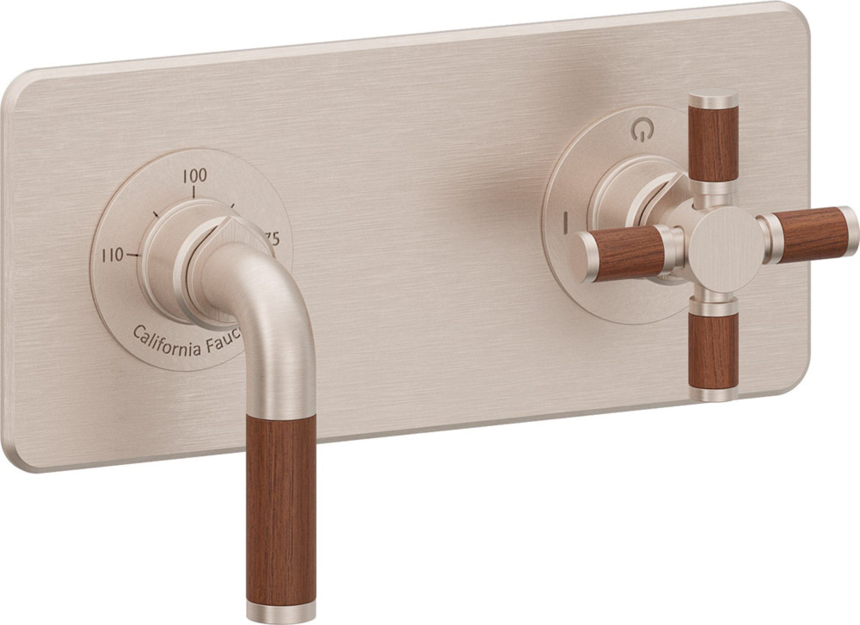 California Faucets Descanso StyleTherm Vista™ - Placa Cuadrada Sencilla (9" x 4") - Níquel Satinado