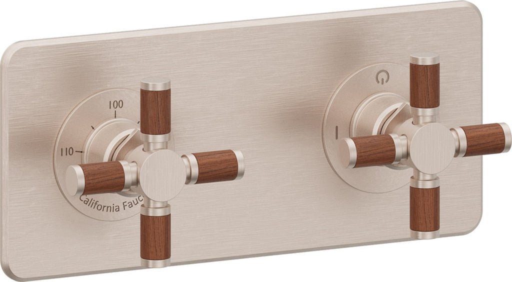 California Faucets Descanso StyleTherm Vista™ - Placa Cuadrada Sencilla (9" x 4") - Níquel Satinado